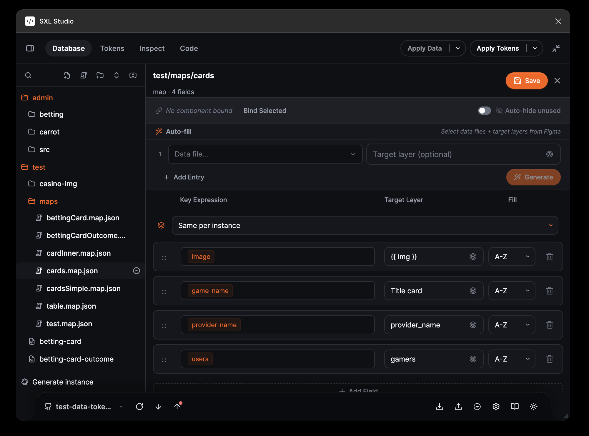 Tokens · Variables · Mappings preview